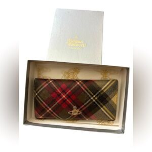 Vivienne Westwood Tartan Key & Card Holder - Red, Brown, and Yellow